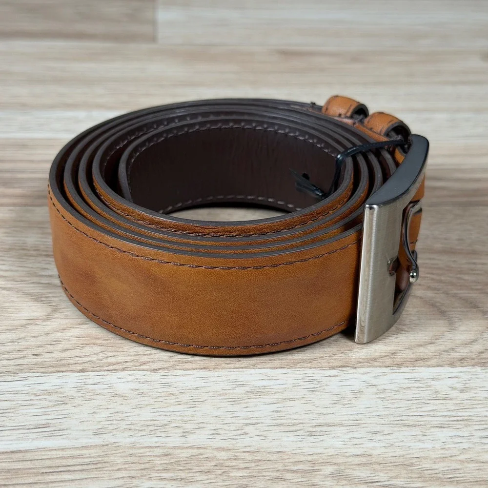Allen Edmonds Belt Mens 46 Brown Leather Dress Italian Calfskin Made in USA